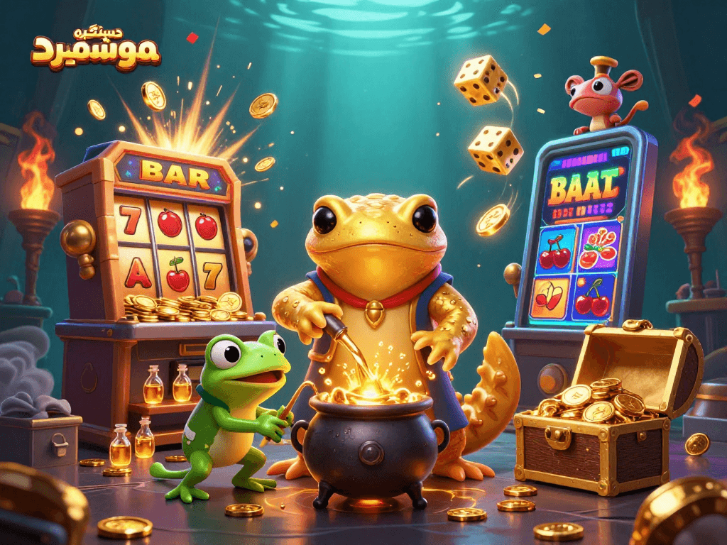 Engage with دستگیره هوشمند as the golden alchemist unveils wealth in a vibrant casino setting, symbolizing modern gaming innovation.