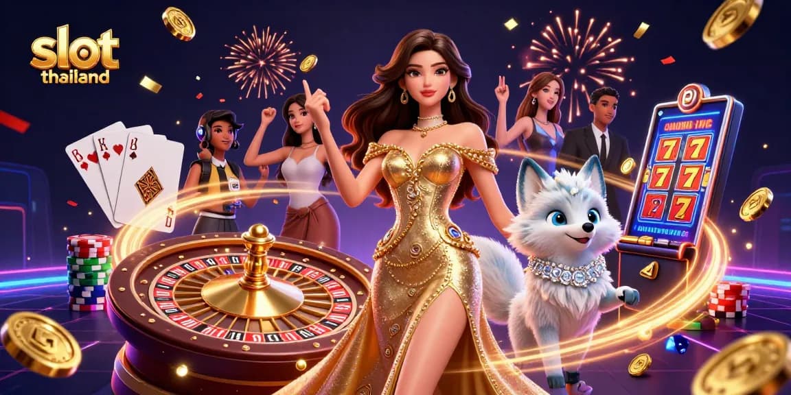 Engage with slot thailand's immersive gaming experience featuring a stunning illustration of lavish casino elements and vibrant energy.