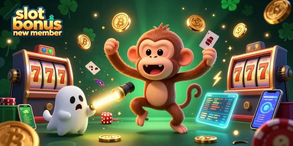 Engage in the exciting slot bonus new member experience with dazzling visuals of animated casino elements.
