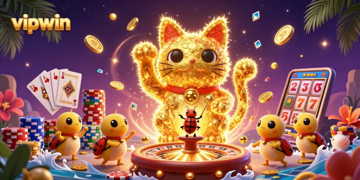 Experience luck with vipwin's colorful scene showcasing casino magic and winning moments.