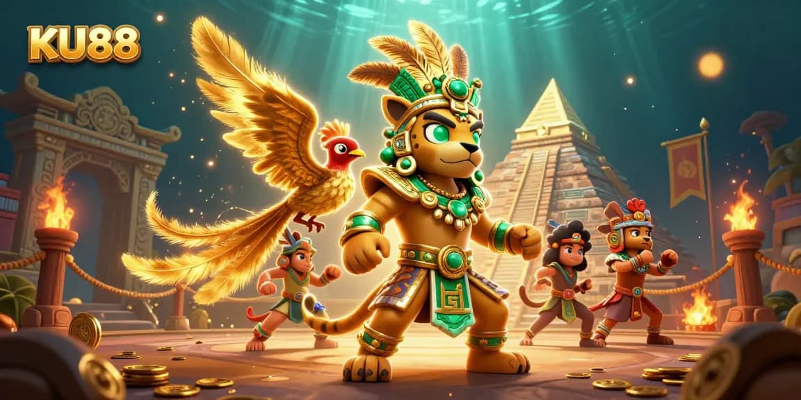 Experience thrilling betting adventures with KU88 at this vibrant casino artwork.