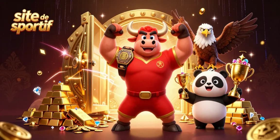 Gagnez avec le site de paris sportif en célébrant avec un panda, un taureau et un aigle.