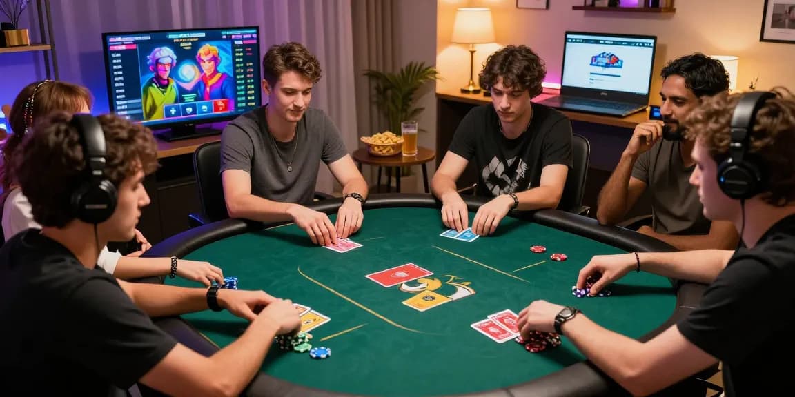 Exciting dynamic poker game at Dewa Poker showcasing Poker Idn Terpercaya with diverse players at a virtual table.