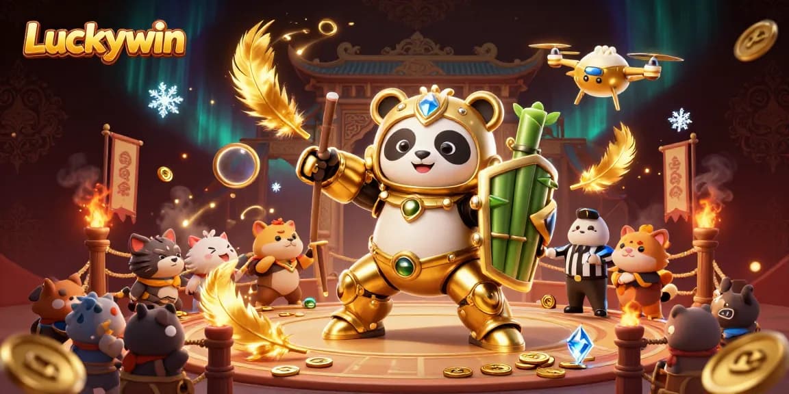 Experience Luckywin's thrilling atmosphere with vibrant casino characters, dynamic elements, and immersive details.