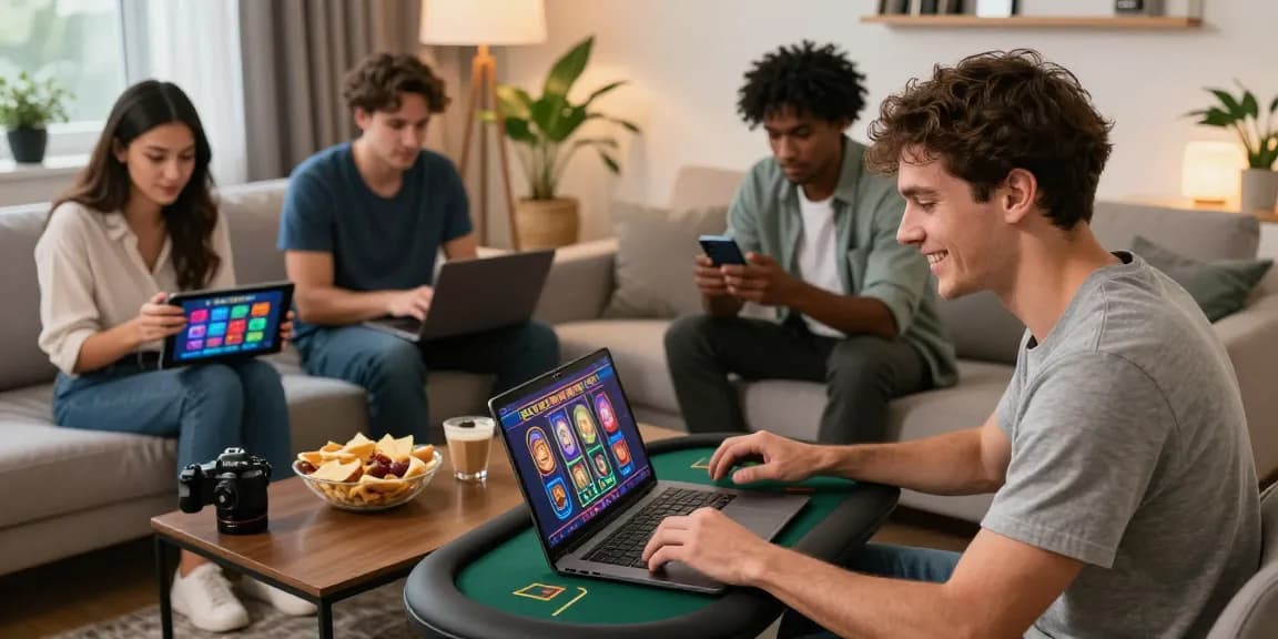 Exciting group enjoying the migliori casino online non AAMS in a modern home setting.