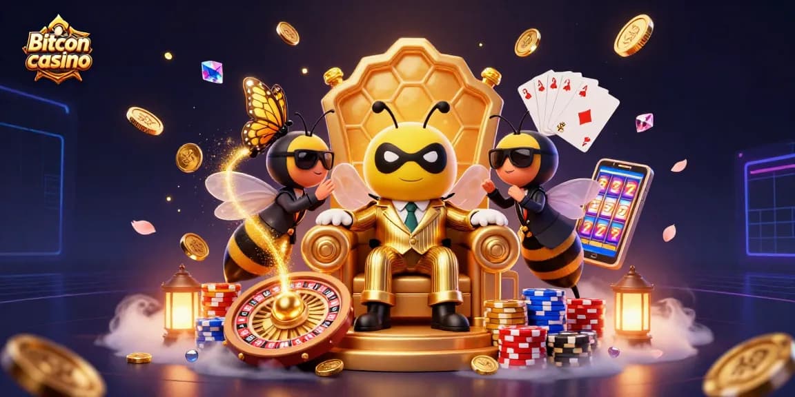 Gagnez à la roulette dans un Bitcoin casino avec un boss en costume doré entouré de gardes et d'une informatrice.