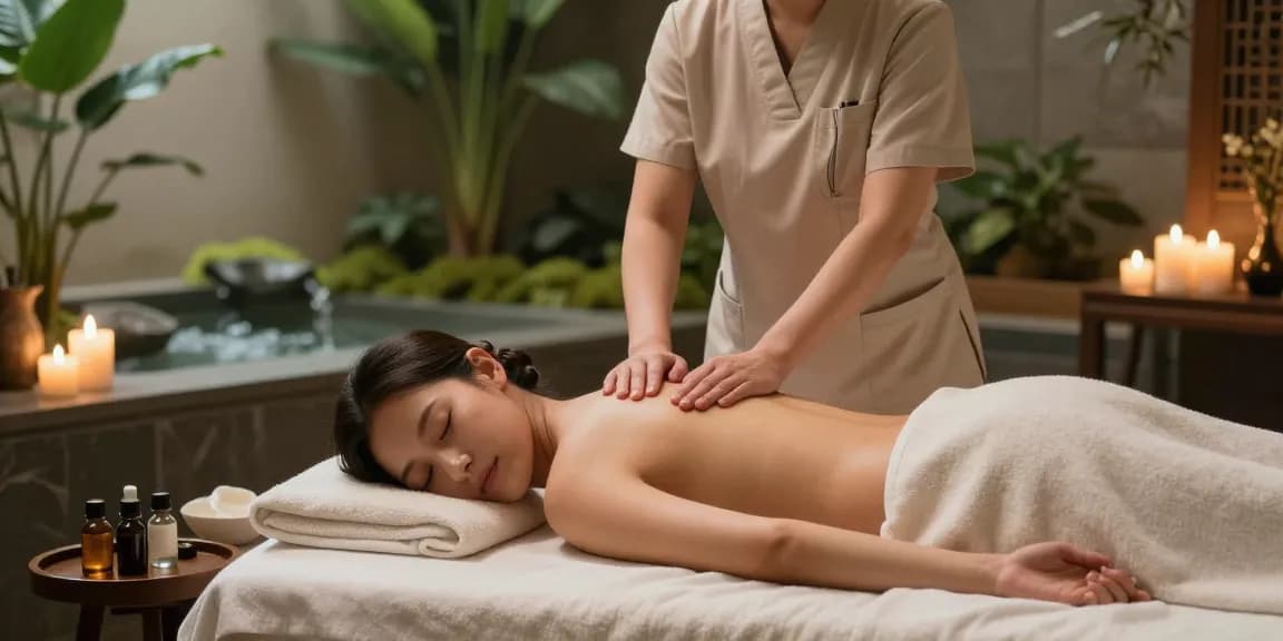 Enjoying 안양출장마사지 in a tranquil spa setting with therapeutic ambiance.