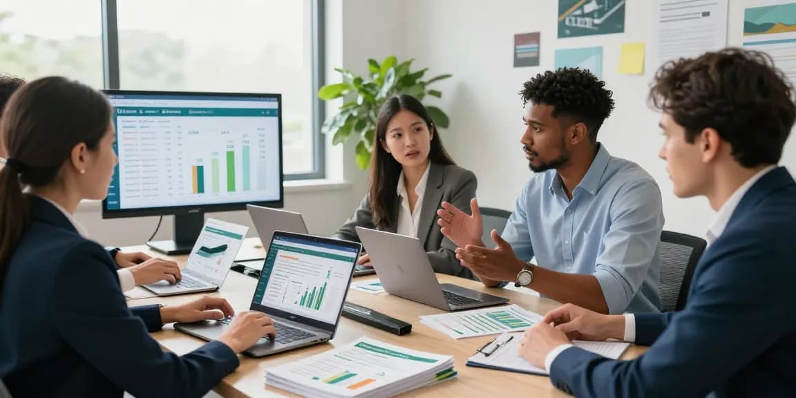 Team discussing big 6 energy suppliers pricing strategies in a modern office