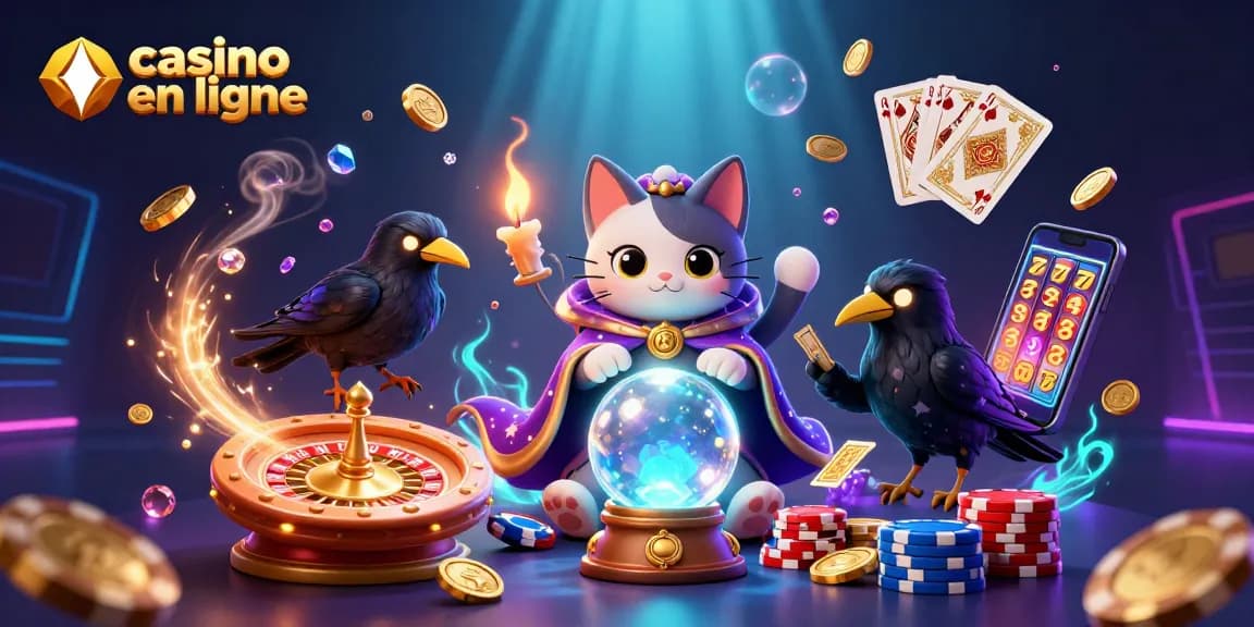Jouez au casino en ligne avec cette illustration dynamique de jeux passionnants.