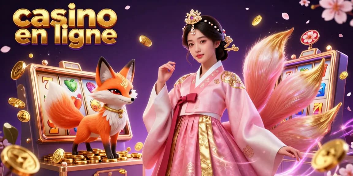 Participez à des jeux de casino en ligne palpitants à travers une illustration 3D captivante remplie d'éléments de machines à sous dynamiques.