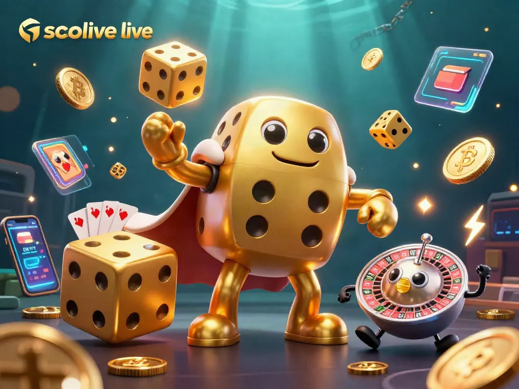 Experience socolive live with a dynamic illustration of gaming excitement, showcasing animated characters and crypto elements.
