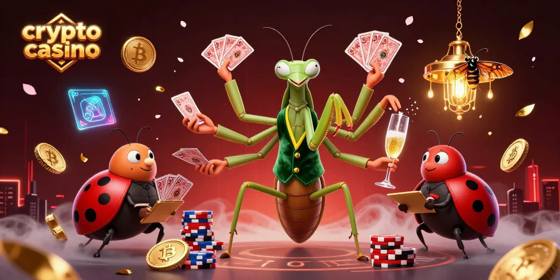 Visitez le crypto casino avec des éléments de jeu en 3D, pièces de Bitcoin et ambiance festive.