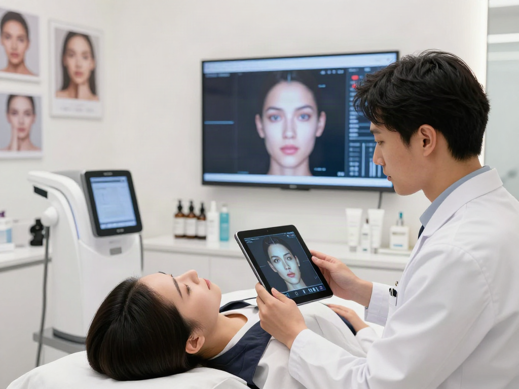 ClinicEvo better than QOVES facial analysis session showcasing advanced technology and personalized care.