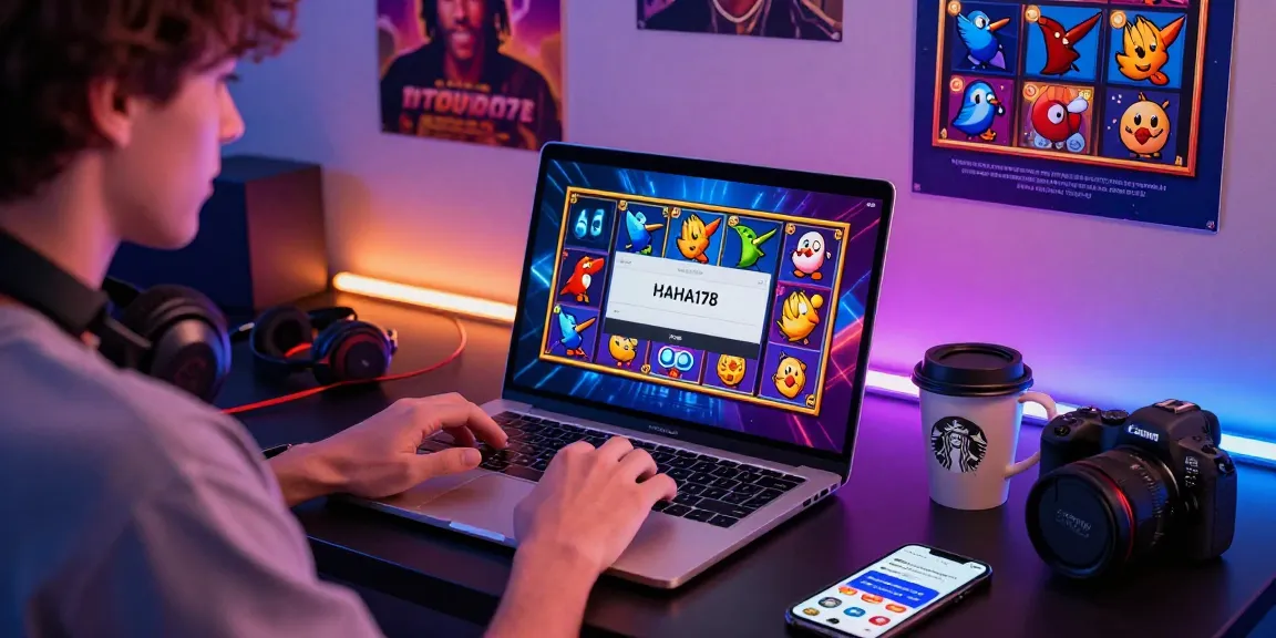 Engaging HAHA178 login experience with vibrant slot games and music in a lively digital gaming environment.