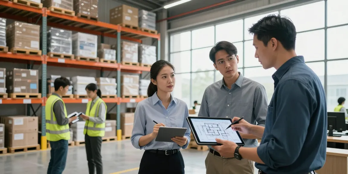 ออกแบบ คลังสินค้า with vibrant workspace showcasing organized inventory and collaborative planning.