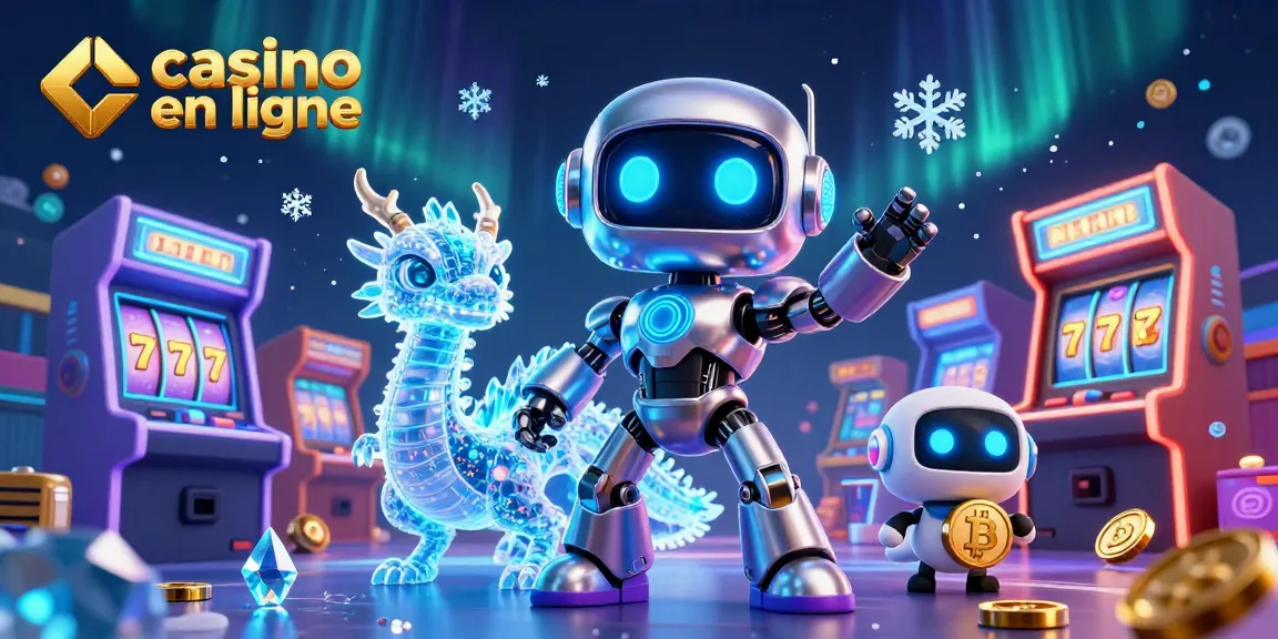 Jouez à des jeux captivants au casino en ligne, avec un robot cyberpunk et une ambiance dynamique.
