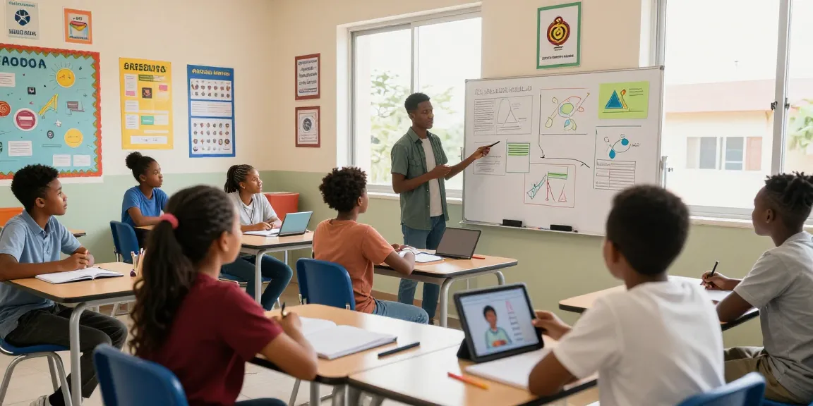 Youthful classroom scene with students engaged in collaborative learning for 2026 neco runz exams.