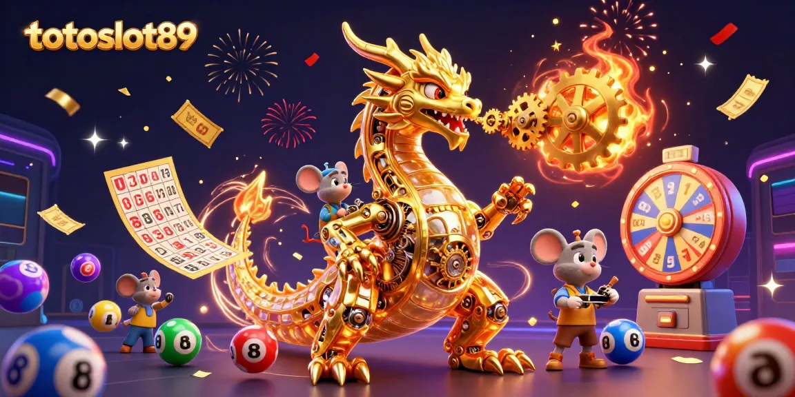 Experience thrilling gameplay with totoslot89 as a golden dragon unleashes treasure and excitement in this vibrant casino scene.