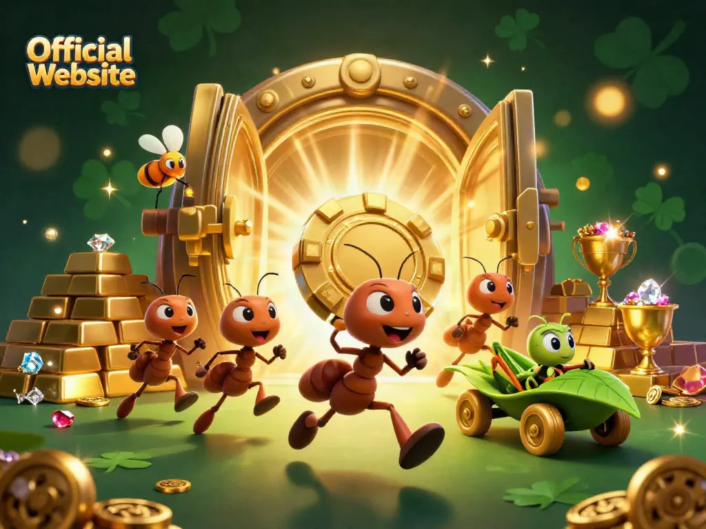 Engage with the Official Website showcasing animated ants in a thrilling casino heist.