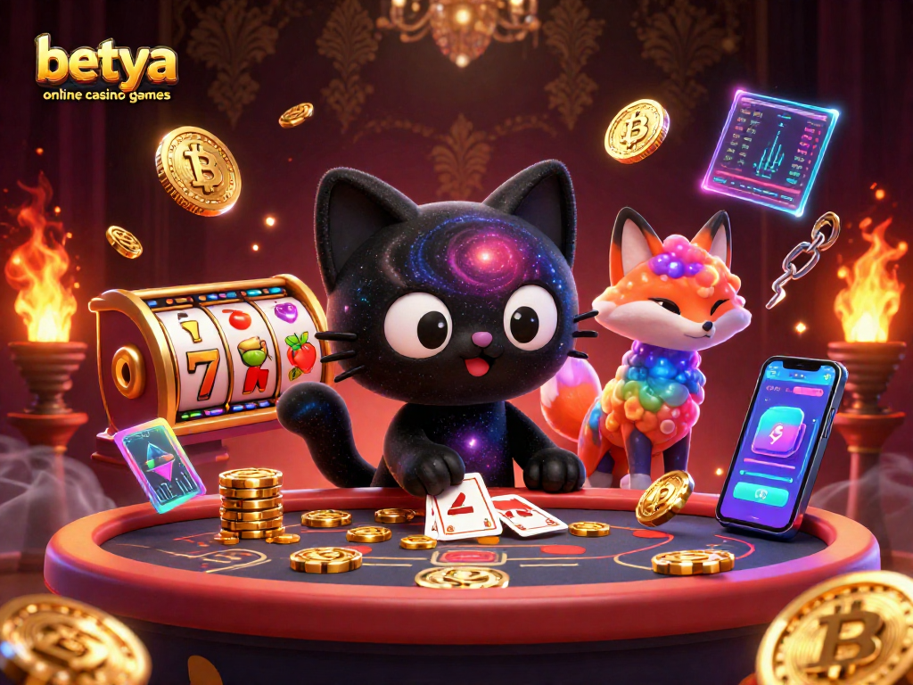Experience thrilling gameplay with betya online casino games at this cosmic casino featuring a black hole cat and nebula fox.