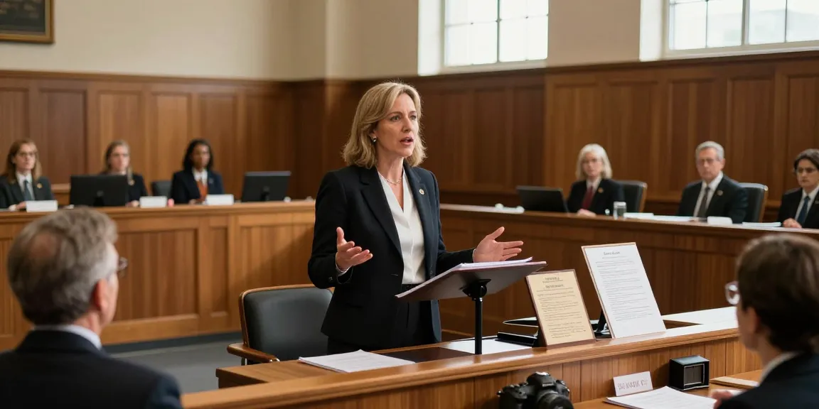 Karen McCleave Toronto presenting a legal case in a courtroom, showcasing her dedication to justice and advocacy.
