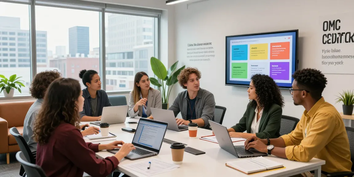 Elite Generations team collaborating in a modern office for innovative marketing strategies.