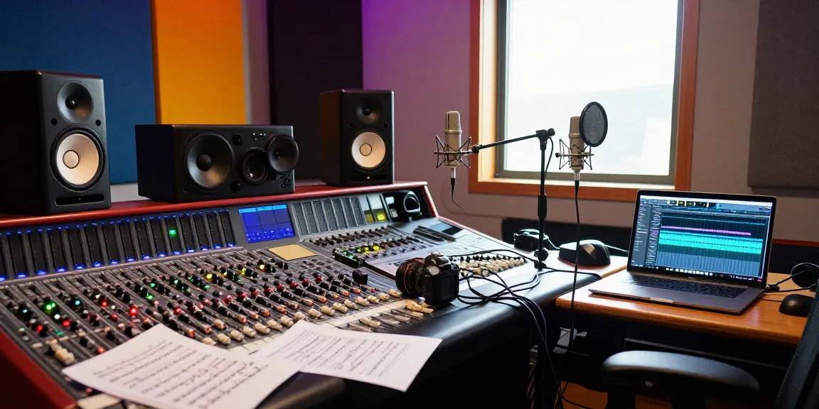 BlastFM CRM features a creative sound engineer in a vibrant music studio.