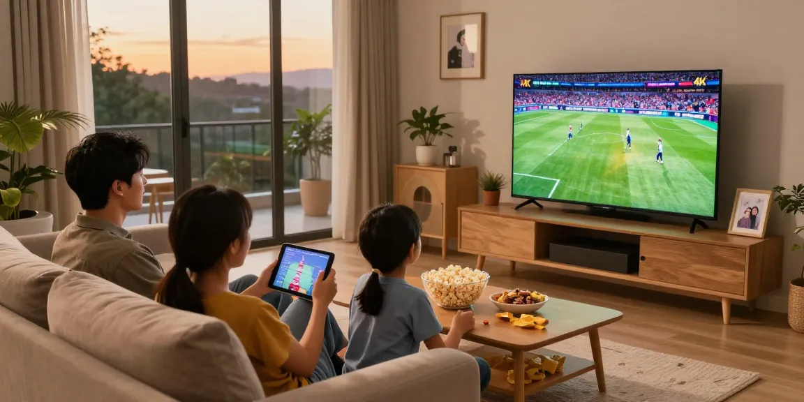 Best IPTV Ireland family enjoying vibrant 4K sports streaming in cozy living room