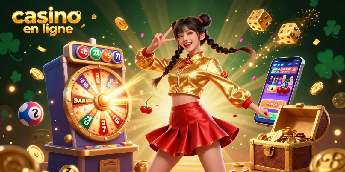 Jouez à des jeux passionnants au casino en ligne avec des illustrations vibrantes de jackpots et d'excitation.