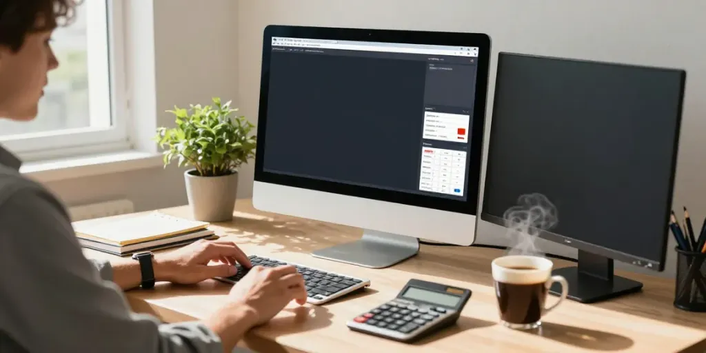 Calculator Online tools displayed on a modern workstation with natural light.