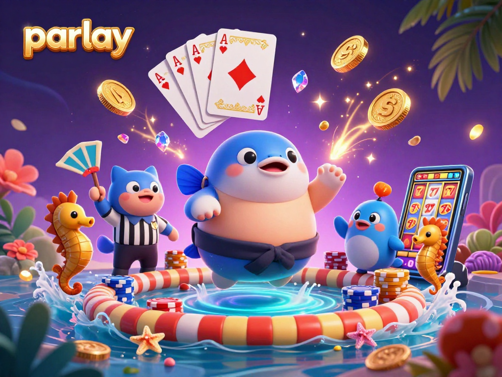 Experience the excitement of parlay betting with vibrant underwater casino elements and characters.