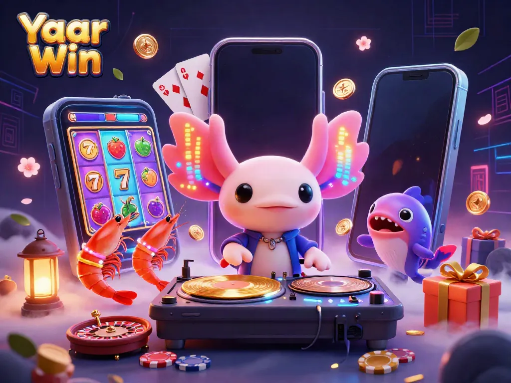 Experience winning moments with Yaar Win's thrilling casino atmosphere, featuring vibrant characters and game elements.