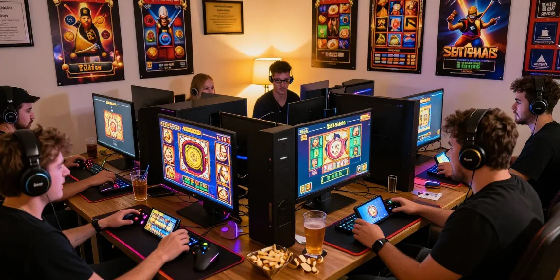 Exciting online gaming session featuring diverse players engaging with slot888 games on various devices.