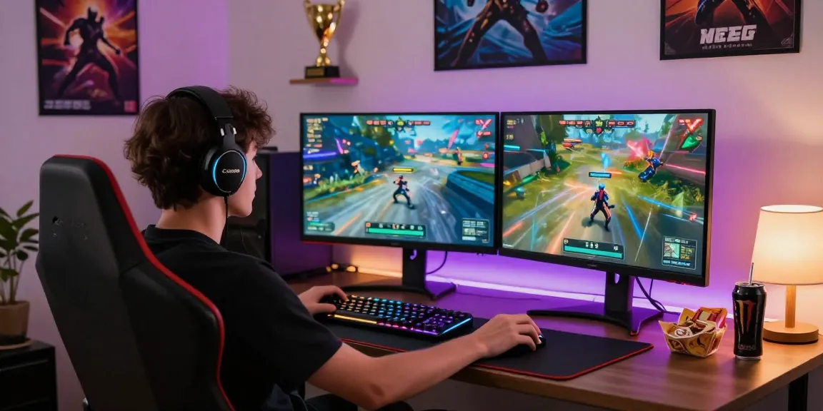 7meter gaming setup with enthusiastic player engaged in an online game