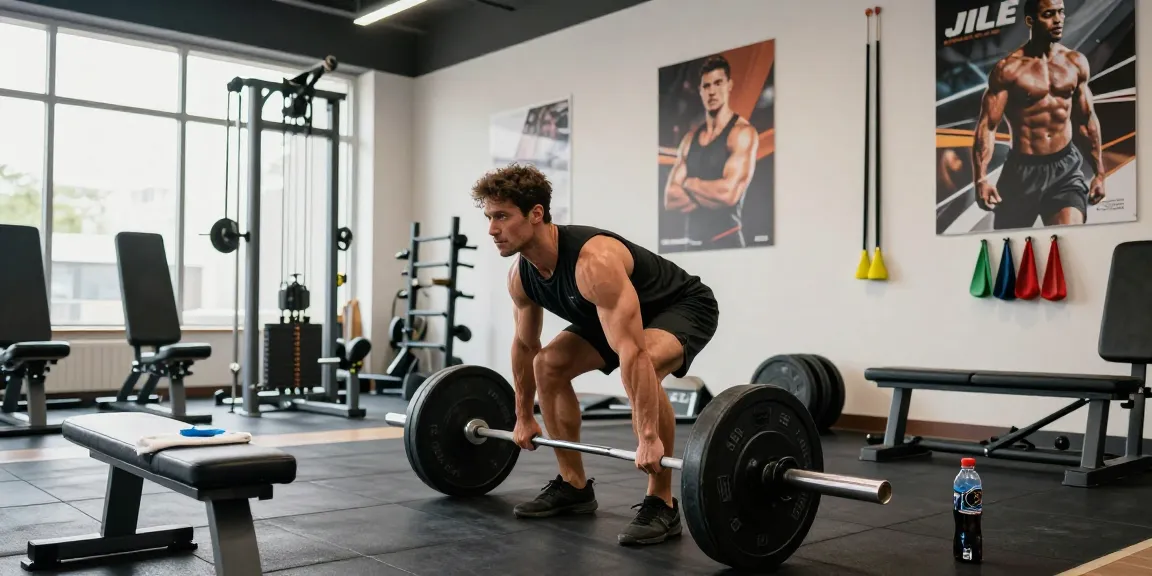 Guy lifting weights at Astera Steroids Shop’s fitness center, showcasing strength and determination.