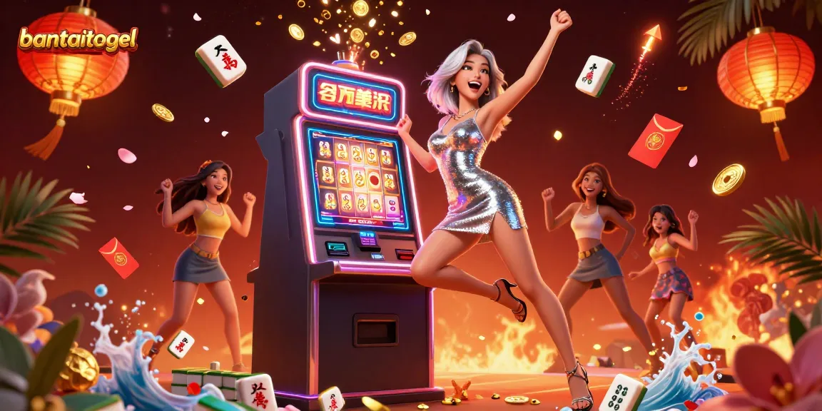 Experience big wins at bantaitogel with a vibrant casino scene featuring a celebrating player.