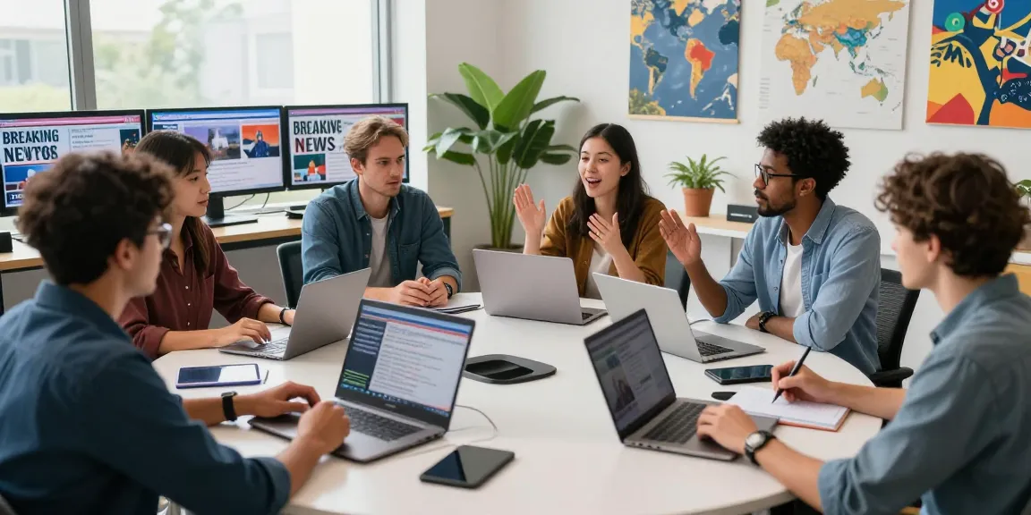 Journalists collaborating in a dynamic newsroom showcasing the latest updates from https://www.theindaily.com.