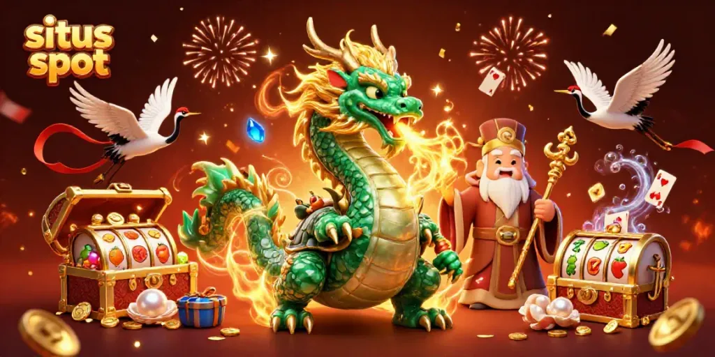 Experience the excitement of situs slot with dynamic characters, vibrant colors, and Magical casino elements.