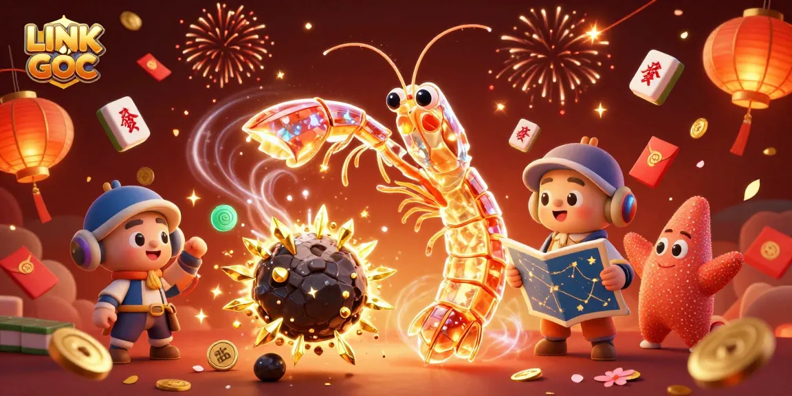Experience LINK GỐC with an exciting depiction of 3D characters triumphing in a dynamic casino scene.