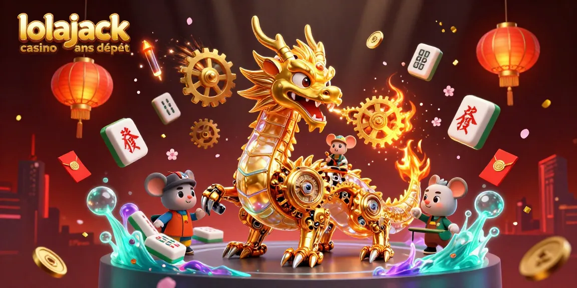 Experience the thrill of lolajack casino sans dépôt with a dynamic 3D illustration featuring rich gaming elements and characters.