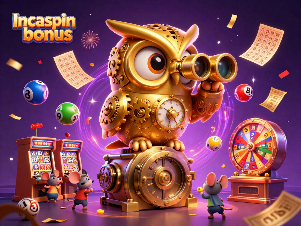 Experience the thrilling Incaspin bonus with a dynamic casino scene featuring lively characters and game elements.