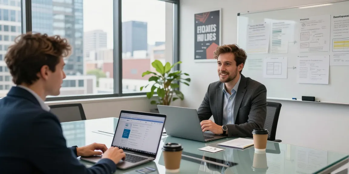 David Vepraskas Atlanta networking in a modern office environment, collaborating on LinkedIn profiles and business insights