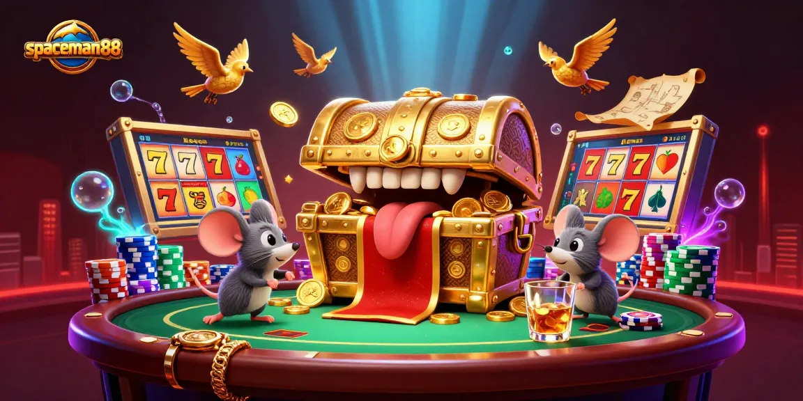 Engage with spaceman88's vibrant slot-themed digital illustration featuring rich casino elements.
