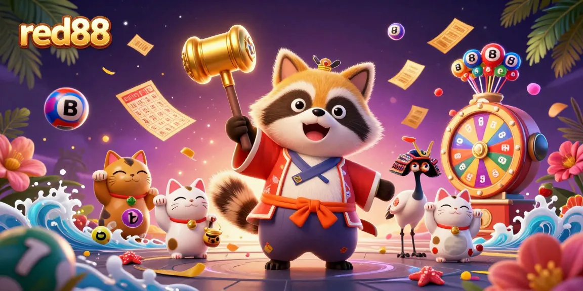 Engage with the vibrant world of red88 featuring cheerful characters and lottery excitement.