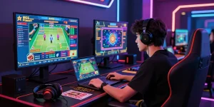 Engaging scene at 鉅城娛樂城 showcasing live casino gaming experience with vibrant neon lights and immersive atmosphere.