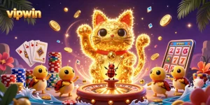Experience luck with vipwin's colorful scene showcasing casino magic and winning moments.