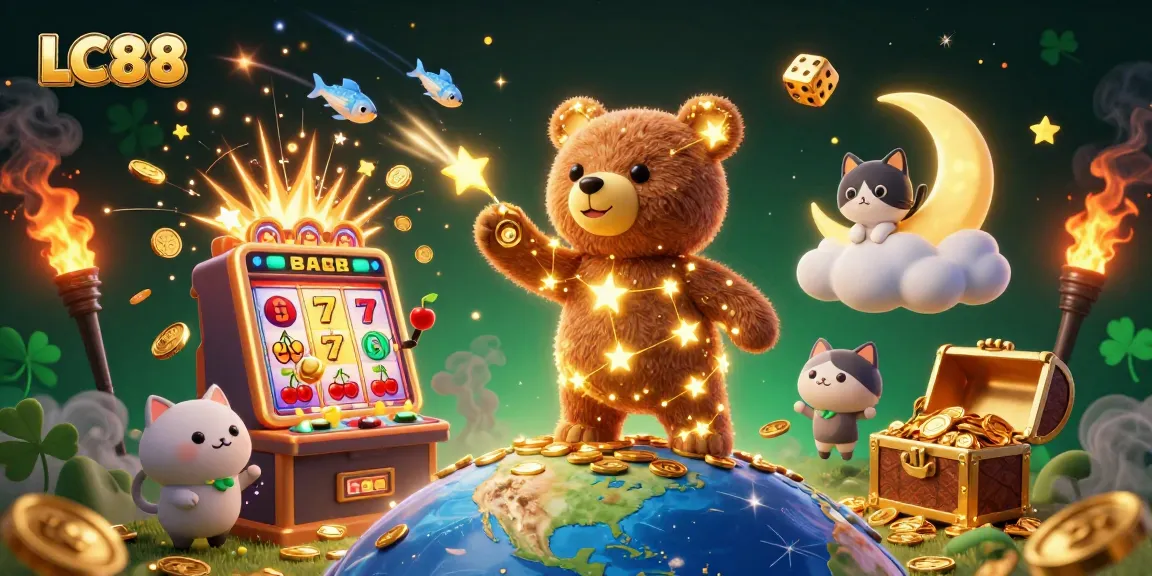 Play and win at LC88 with exciting 3D casino games and jackpots featuring vibrant illustrations.