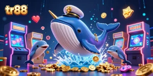 Engage in thrilling gameplay at tr88 with vibrant casino-themed 3D characters and arcade elements.