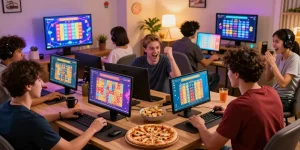 Engaging scene of players in Togel game, showcasing Pasaran Togel Terlengkap excitement in a lively atmosphere.