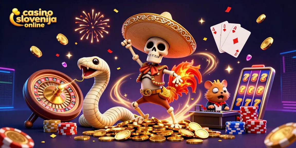 Uživajte in zadenite v casino slovenija online s 3D ilustracijo, polno zlatih kovancev in bleščečih draguljev.